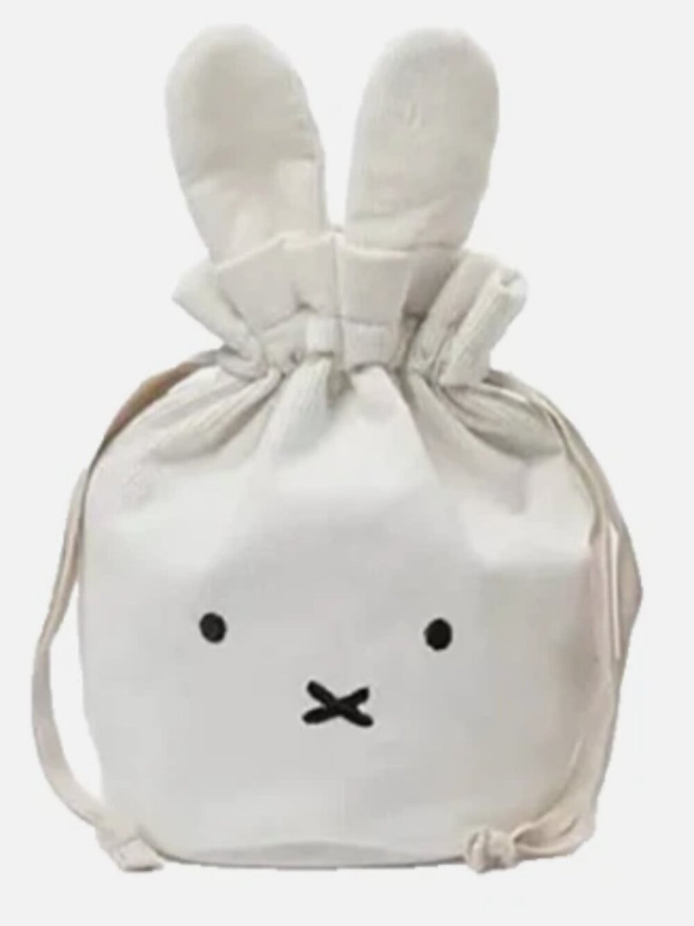 Miffy Rabbit Beige Canvas Drawstring Pouch Cosmetic Makeup Organizer Bag Purse